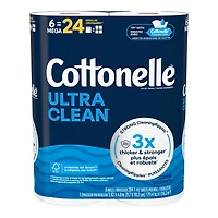 Cottonelle Ultra Clean Toilet Paper, Strong Toilet Tissue, 6 Mega Rolls (6 Mega Rolls = 24 Regular Rolls), 284 Sheets per Roll
