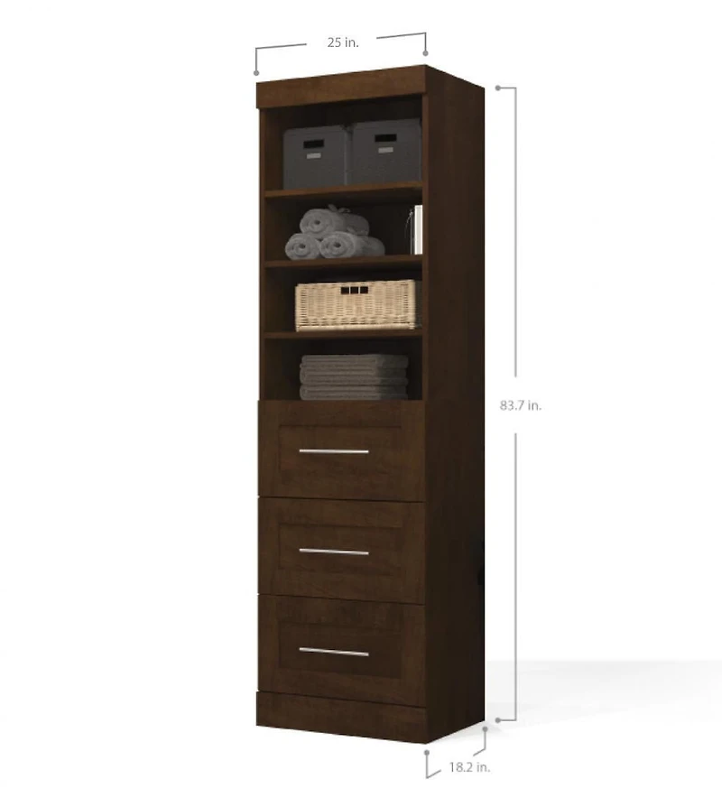 Bestar Pur Unité de rangement 25“ avec ensemble 3 tiroirs