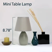 Simple Designs Mini Egg Oval Ceramic Table Lamp 2 Pack Set