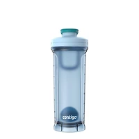 Contigo Fit Shake & Go 2.0 Protein Shaker Bottle with Leak-Proof Lid, 28 oz (828 ml), Gym Water Bottle with Whisk and Carry Handle, Dishwasher Safe Mixer Bottle, Glacier, 1 Count