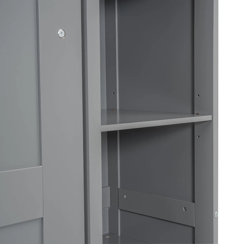 Noble House Full Size Murphy Bed Wall Bed with Shelves and LED Lights,Gray