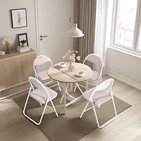 Homy Casa Folding Chair Set of 4 - Premium Upholstery Padded Folding Chairs 4 Packs with Sturdy Metal Frame, Brown Suede/ Pink Fabric/ Grey Fabric