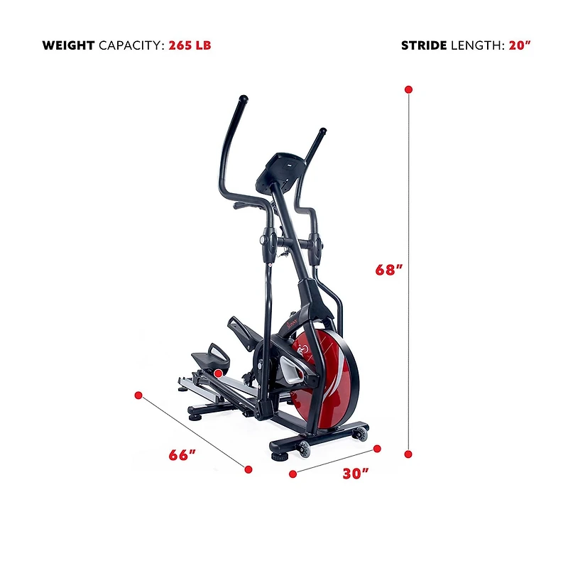Exerciseur Elliptique Magnétique Sunny Health & Fitness avec Moniteur LCD et Moniteur de Fréquence Cardiaque - Stride Zone - SF-E3865
