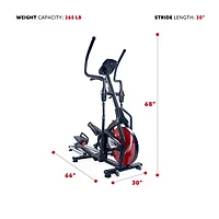 Exerciseur Elliptique Magnétique Sunny Health & Fitness avec Moniteur LCD et Moniteur de Fréquence Cardiaque - Stride Zone - SF-E3865