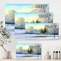 Designart Green Trees In Beautiful Winter Landscape Canvas Wall Art