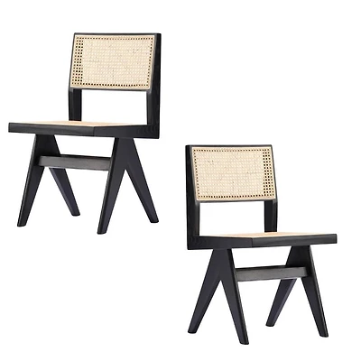 Nord Armless Dining Chair with Sturdy Wood Frame and Elegant Cane Backrest – Sleek and Comfortable Seating for Contemporary Dining Spaces