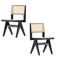 Nord Armless Dining Chair with Sturdy Wood Frame and Elegant Cane Backrest – Sleek and Comfortable Seating for Contemporary Dining Spaces