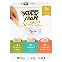 Fancy Feast Savoury Purée Naturals Emballage Assorti, Gâteries pour Chats 36 x 10 g NB-24M