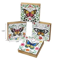 IH Casa Decor Carré En Bois Blocks Papillon Asstd - Ensemble De 4