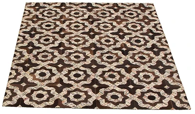 ECARPETGALLERY 4'11" x 6'5" Contemporary Cowhide Patchwork Handmade Area Rug for Living Room, Dining Room and Bedroom in Brown
