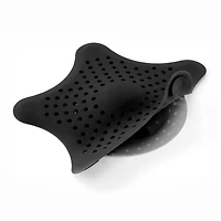 Era Grille anti-cheveux en silicone pour drains de baignoire et de douche , noir, 6.18x6.18po attrape-cheveaux