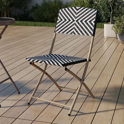 Mainstays Patio Folding Wicker Chair - Black & White