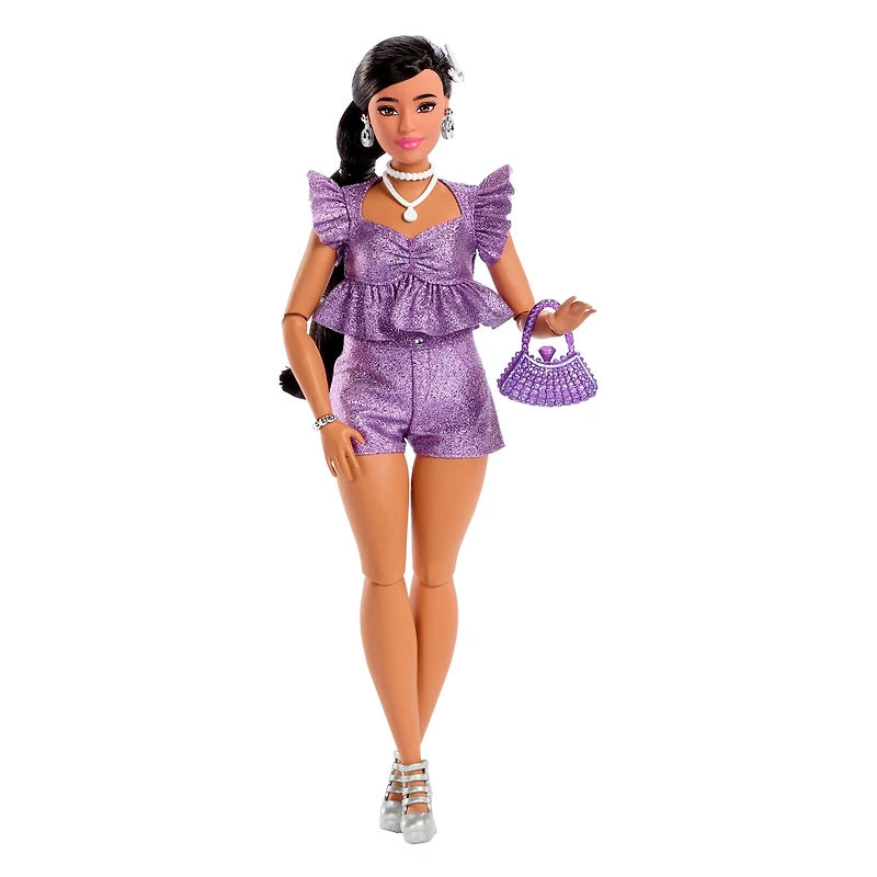 Barbie-Poupée Deluxe Style-avec haut violet métallisé et short