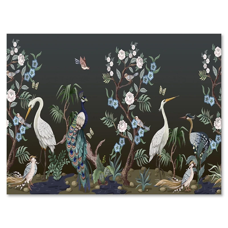 Designart Chinoiserie Aux Oiseaux Et Pivoines IV Art mural sur toile