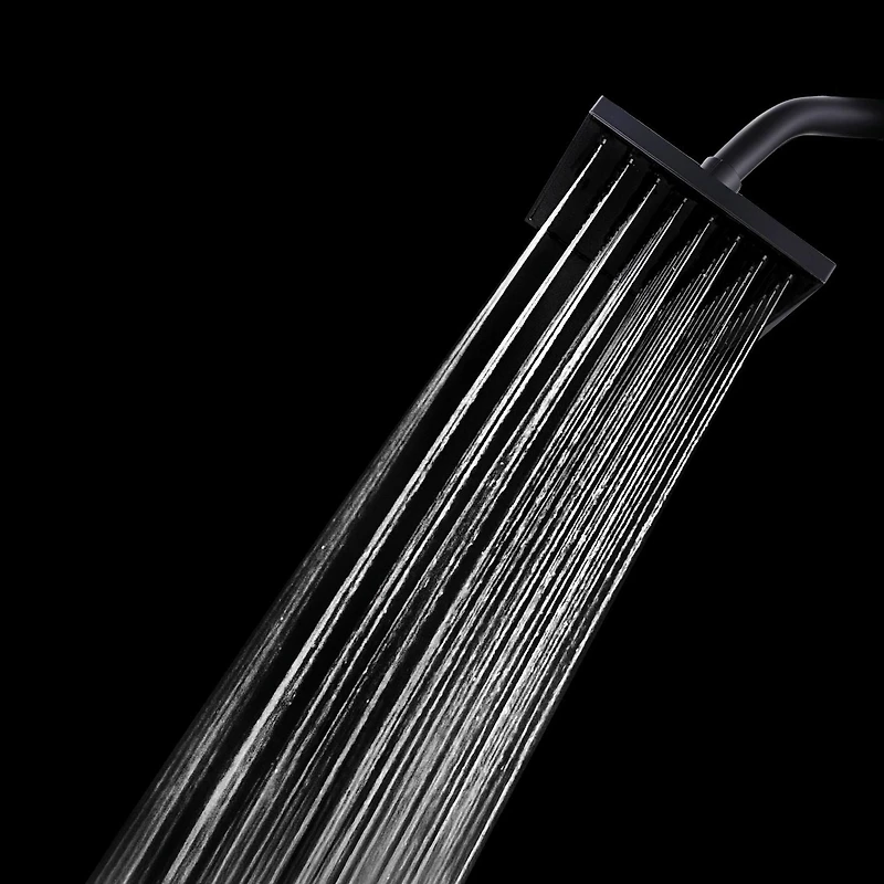 The akuaplus® thermostatic shower set with 4-way diverter with stop and 2 shower heads 6 inches matte black finish