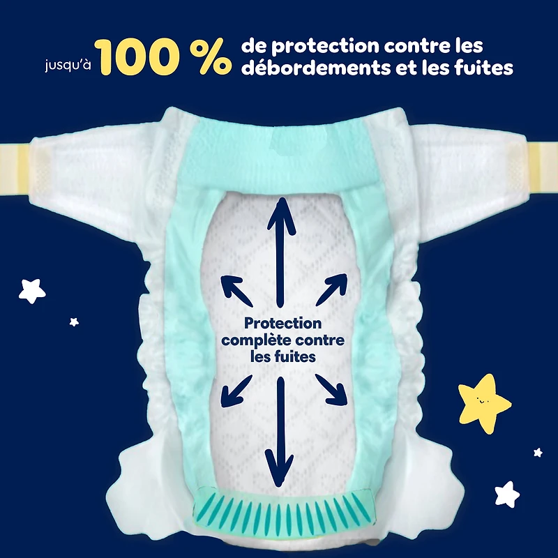 Couches de nuit ZZZ, taille 6 ( et plus [35 lb et plus]), couches jetables pour bébés, protection pendant la nuit
