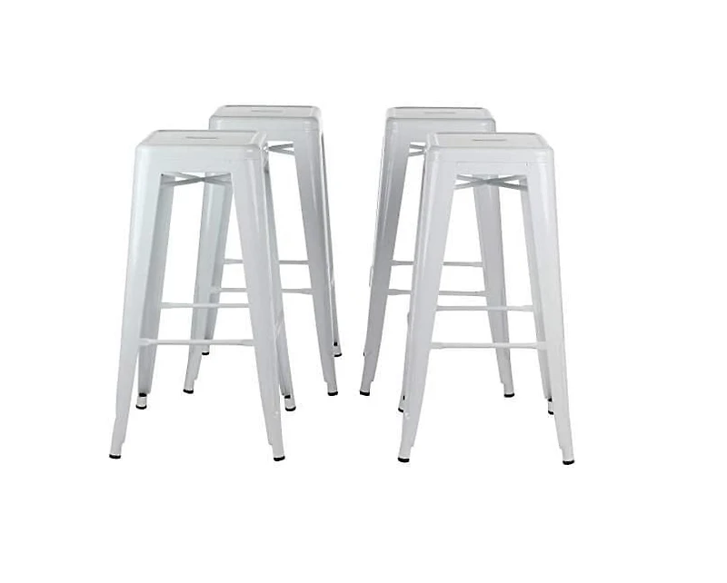 Tabouret Tolix blanc, structure en métal solide, comptoir 26"H, chaise tabouret Idéal pour comptoir d'îlot de cuisine. (Ensemble de 4)