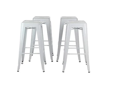Tabouret Tolix blanc, structure en métal solide, comptoir 26"H, chaise tabouret Idéal pour comptoir d'îlot de cuisine. (Ensemble de 4)