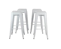 Tabouret Tolix blanc, structure en métal solide, comptoir 26"H, chaise tabouret Idéal pour comptoir d'îlot de cuisine. (Ensemble de 4)