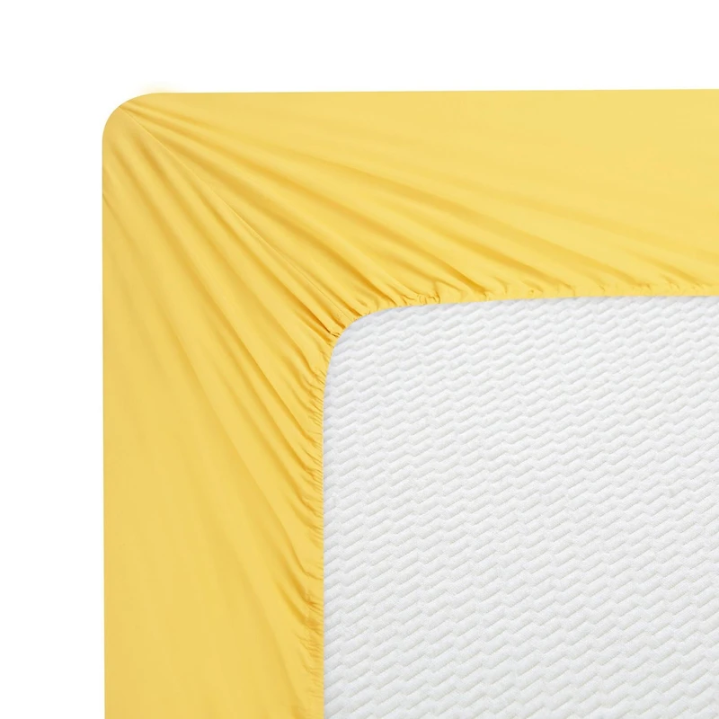 Literie Marina Decoration, 600 fils/cm², ultra douce, à poches profondes, en coton percale à fibres longues, toutes saisons, couleur jaune