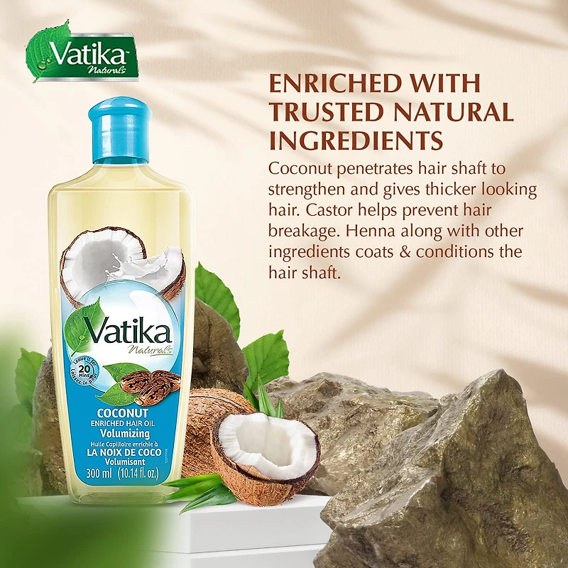 Huile de cheveux enrichie à la noix de coco Vatika de Dabur Volume et épaisseur