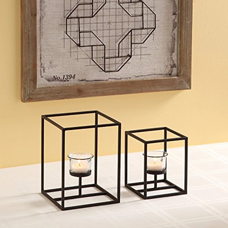 hometrends Black Cube Candle Holder Giftbox