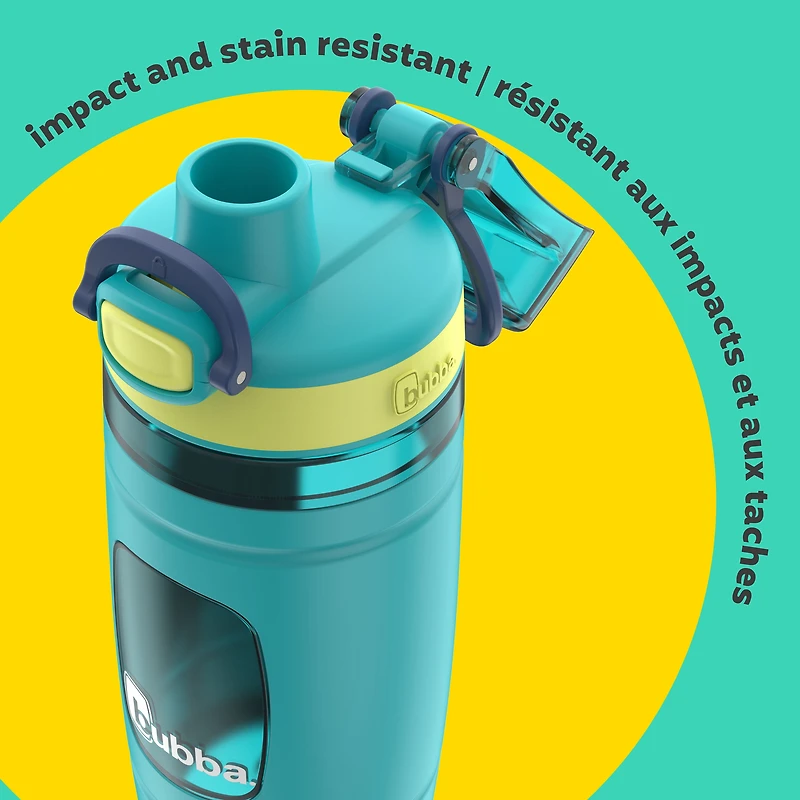 Bouteille d’eau pour enfants Flo bubba, 473 ml, large ouverture, manchon en silicone, couvercle à bouton-poussoir