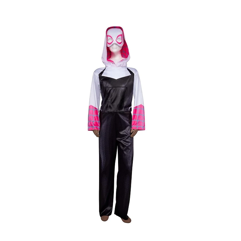 MARVEL Youth Adaptive Spider-Gwen Costume - Combinaison imprimée avec accès au tube, jambes plus spacieuses et demi-masque en tissu