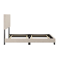 CorLiving Celeste Modern Upholstered Adult Twin Bed Frame with Headboard, Box Spring Required