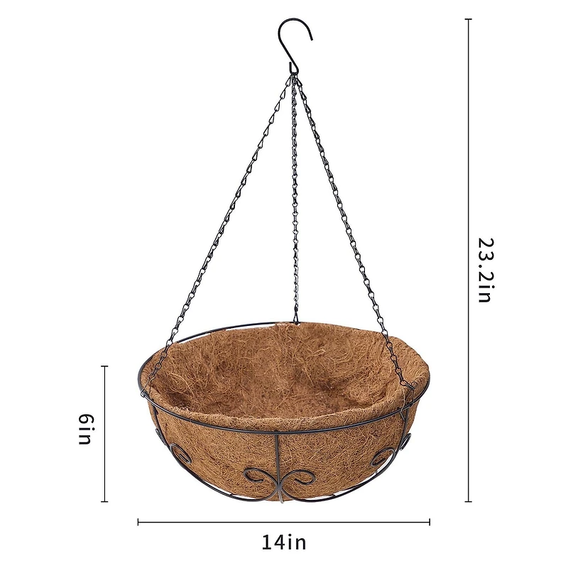 HOME TRENDS 14 IN COCO HANGING BASKET, 14 IN COCO BASKET