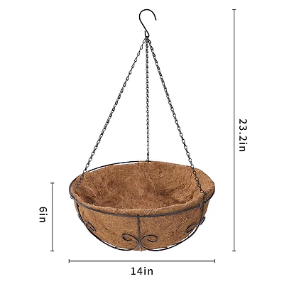 HOME TRENDS 14 IN COCO HANGING BASKET, 14 IN COCO BASKET