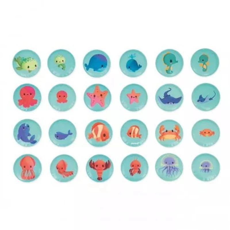 Janod - Memory Game - Baby Animals - Bathtime toys - Discovery and Early-Development - For Boys and Girls - From 24 Months + - Multilingual