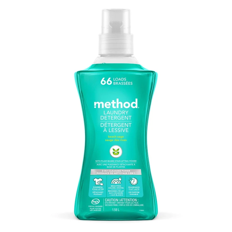 Method, Détergent à lessive concentré 4x, Sauge des rives, 66 brassées 1,56L