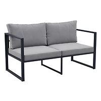 CorLiving Delia 4-Piece Rust Resistant Heavy-Duty Steel Frame Patio Conversation Set with Chairs and Loveseat with Cushions, and Coffee Table