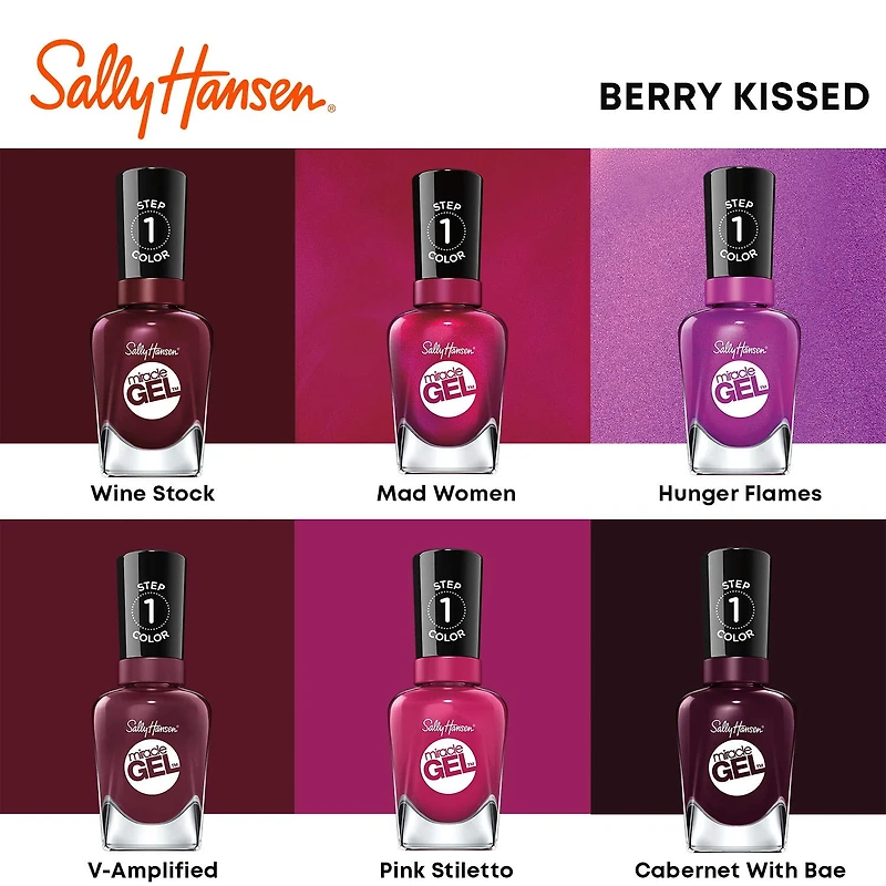 Sally Hansen Miracle Gel Vernis à ongles, système de gel en 2 étapes, sans lampe UV, tenue jusqu'à 8 jours