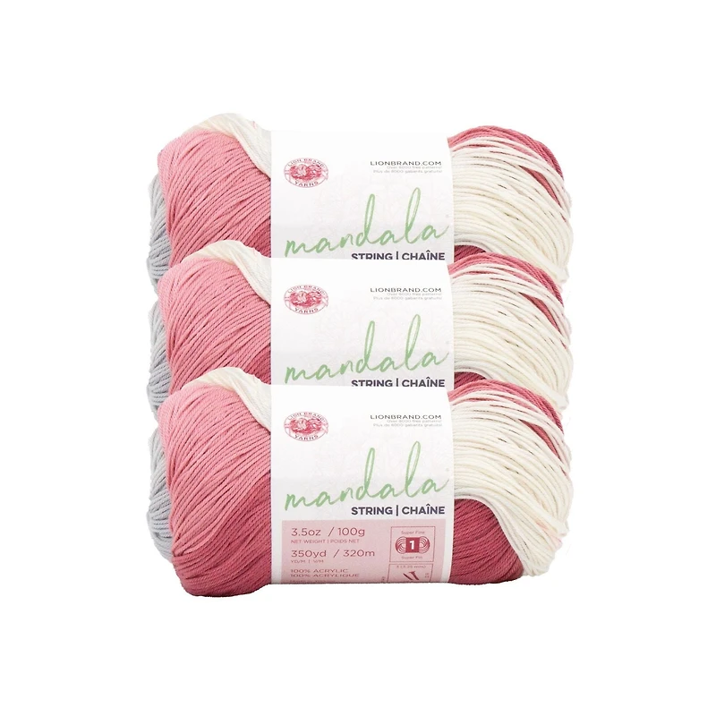 Lion Brand Mandala® String Yarn #1 Superfine/Fingering Yarn 100g/320m 3 Balls