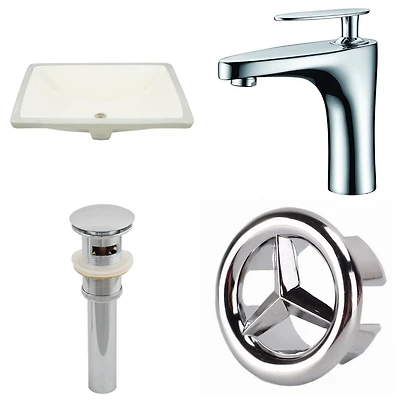 18.25-in. W CUPC Rectangle Bathroom Undermount Sink Set In Biscuit - Chrome Hardware - Overflow Drain Incl. AI-25978