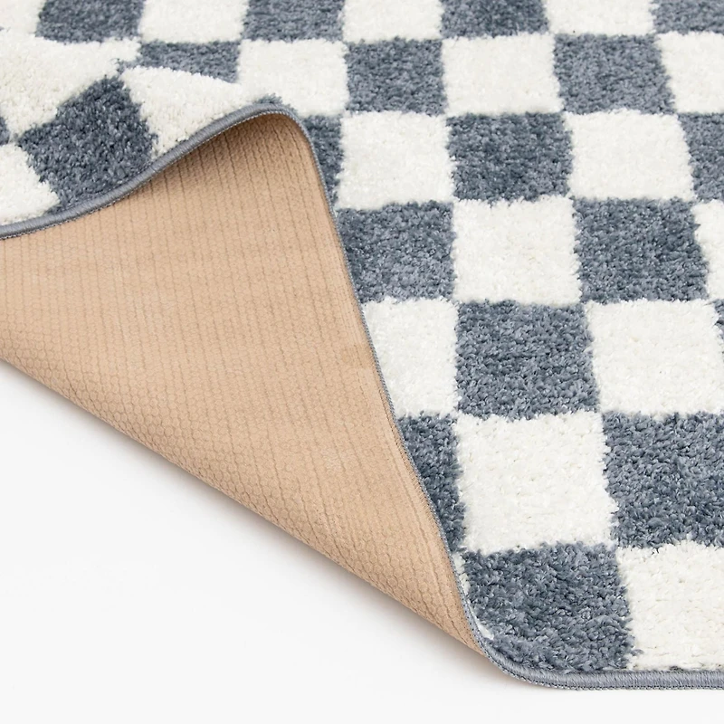 Rug Ease Tapis damier noir et bleu