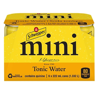 Schweppes Tonic Water 6 x 222 mL, Mini cans