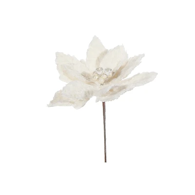 Furry Poinsettia Pick (Ivory) - Set of 6