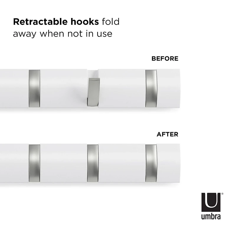 Umbra Flip Wall Mounted Coat Rack,White