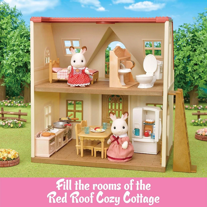 Calico Critters Playful Starter Furniture Set, Dollhouse Furniture Set with Figure and "Working" Appliances