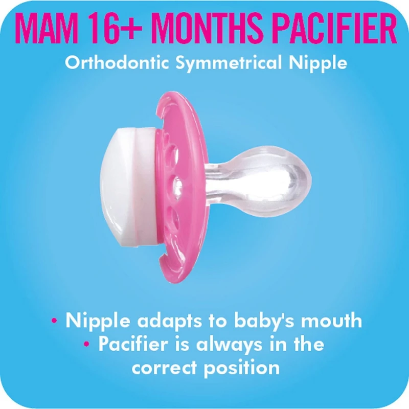 MAM Original Matte Pacifier (2 pack, 1 Sterilizing Pacifier Case), Pacifiers 6 Plus Months, Baby Girl Pacifier, Best Pacifiers for Breastfed Babies, Sterilizing Storage Case
