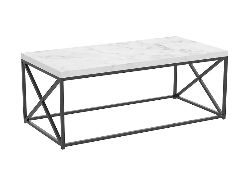 Safdie & Co. Coffee Table 44L Marble Black Metal