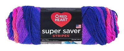 Red Heart Super Saver Yarn, Stripes, Acrylic #4 Medium, 5oz/142g, 236 Yards