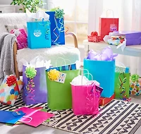 American Greetings 10" Medium Gift Bags, Rainbow Solids (12-Count)