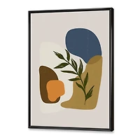 Designart Botanical Minimalist Shapes With Green Leaf FLOAT FRAME WALL ART