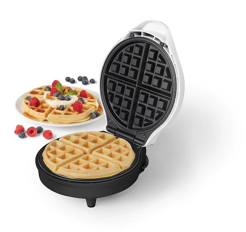 Starfrit Electric Waffle Maker - 7" Ceramic Non-Stick Cooking Surface - Scratch Resistant - 900W - White, CERAMIC WAFFLE MAKER