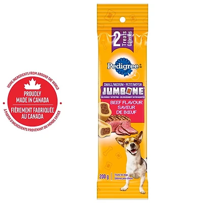 Gâteries pour chiens adultes PEDIGREE Jumbone saveur de bœuf – pour petits chiens et chiens moyens, 2 unités 200 - 500g