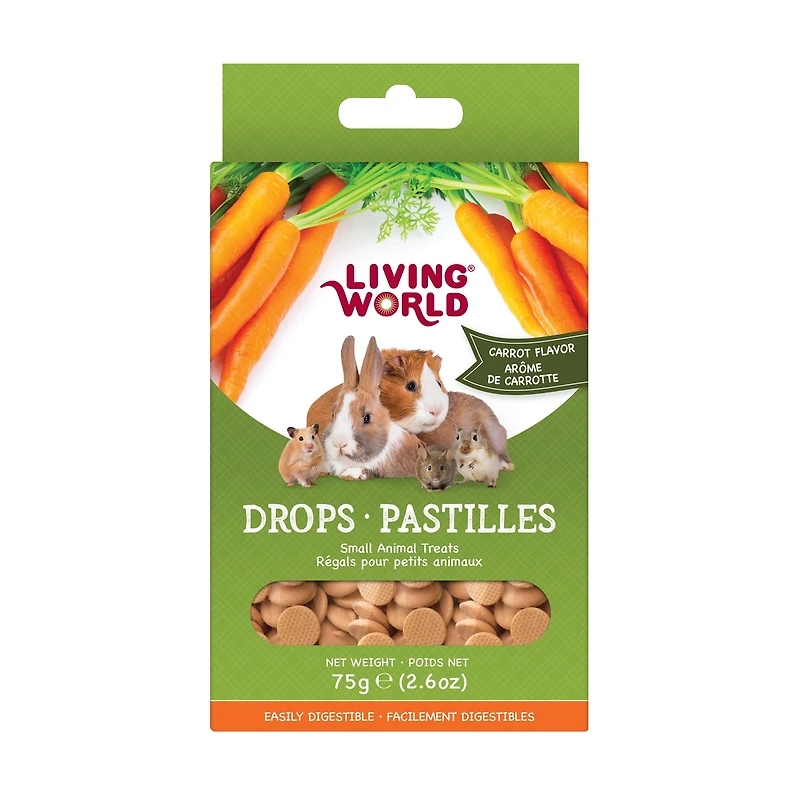 Régals Living World pour petits animaux, pastilles, arôme de carotte, 75 G 75 g (2.6 oz)arôme de carotte